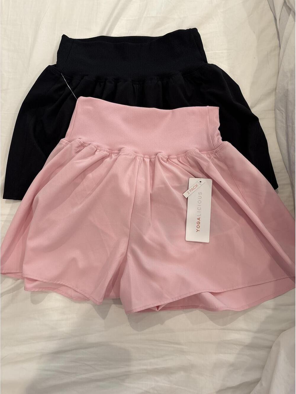 Yogalicious Women's Lightstream Fenway Shorts 2-Pack - Romance Rose & Black, M
